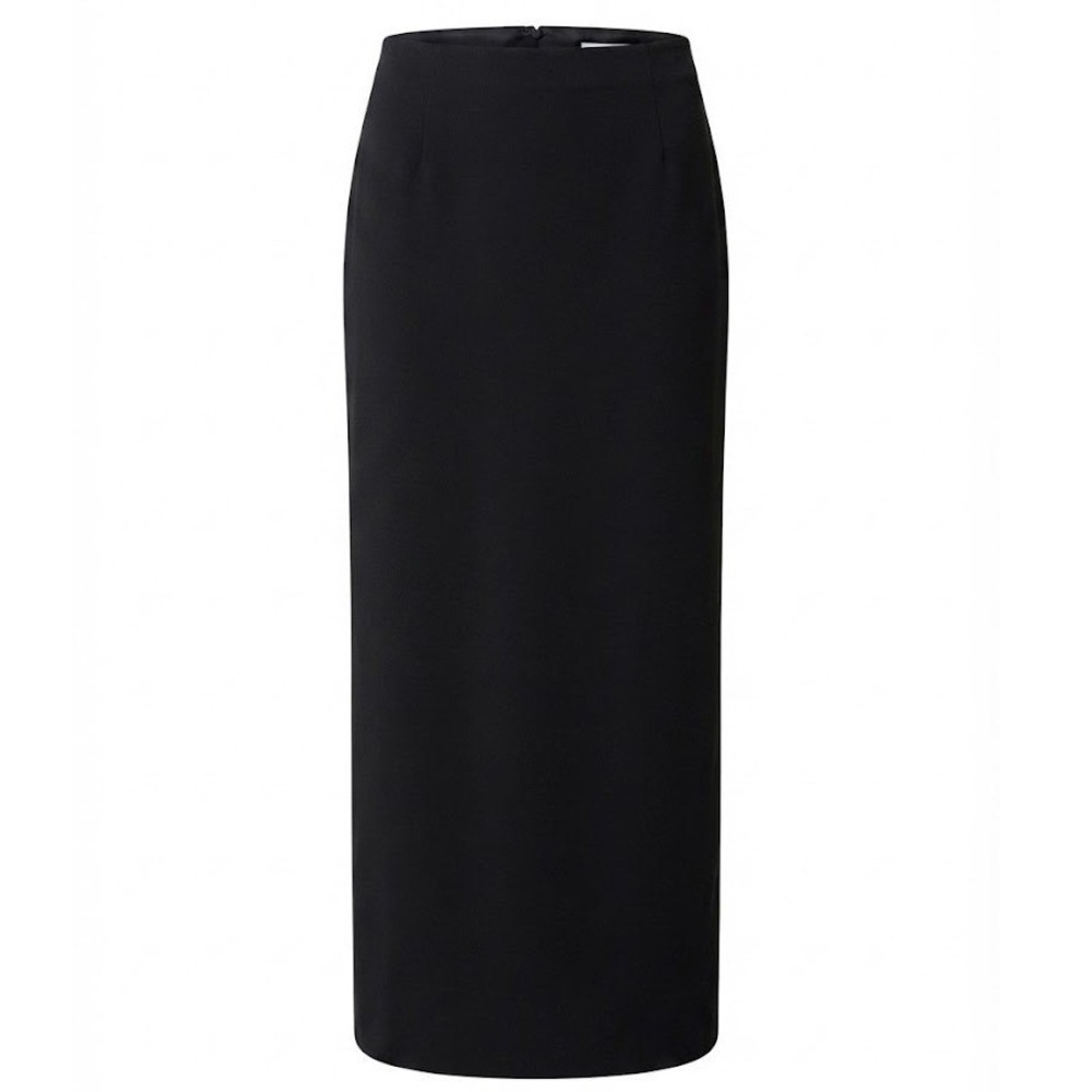 Exclusively Misook Woman Black Knit Maxi Skirt Plus Size 2X Elastic Waist Slit
